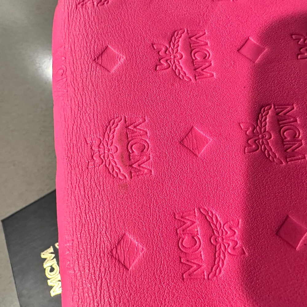 MCM Hot Pink Envelope Clutch with Silver-Tone Logo Accent - Picture 7 of 7